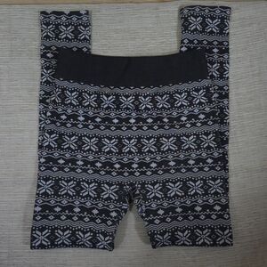 Motherhood Maternity Sz O/S Fleece Lined Ankle Leggings Winter Snowflake Thermal